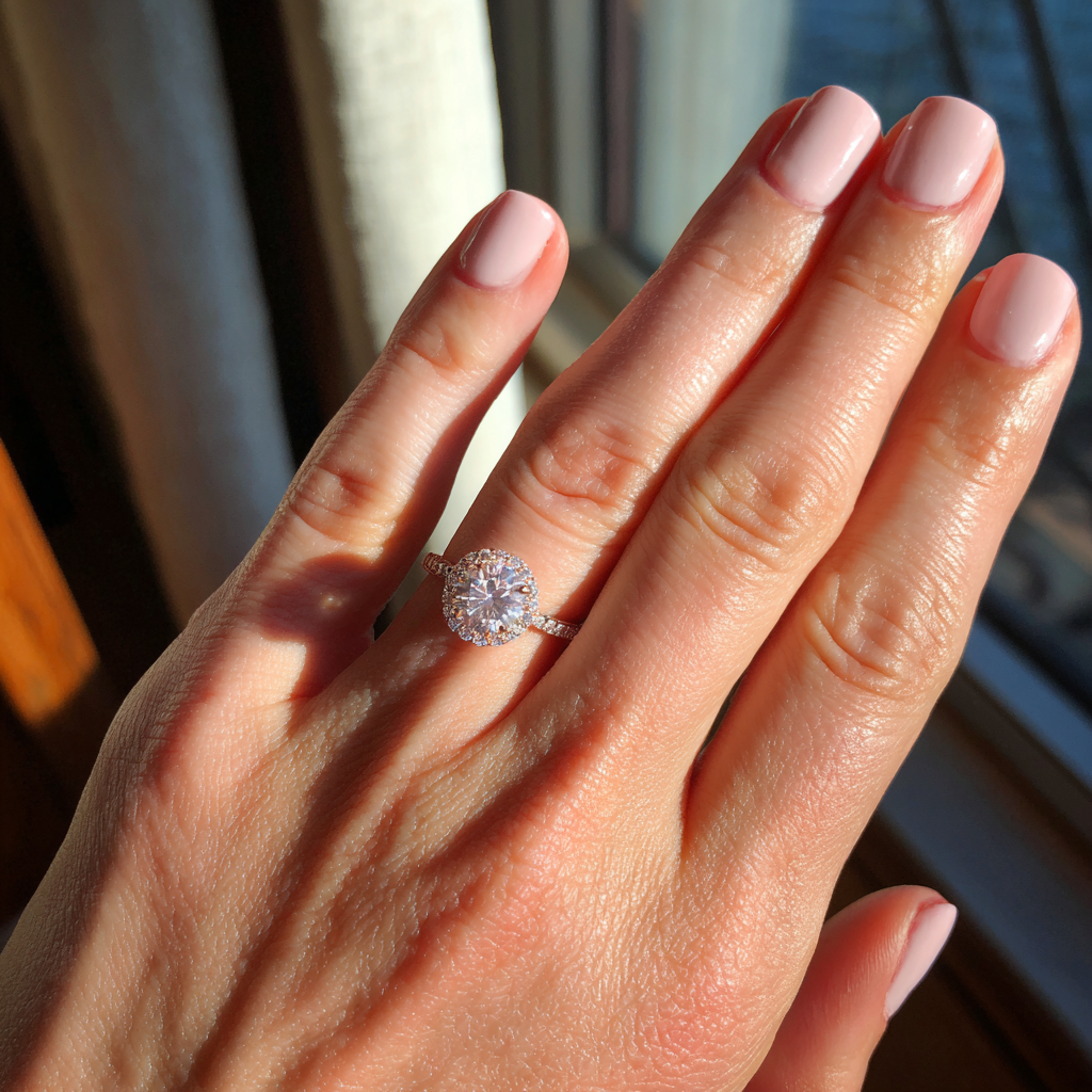 Kobieta pokazująca pierścionek zaręczynowy | Źródło: Midjourney