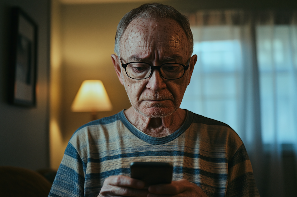 An older man holding a phone | Source: Midjourney