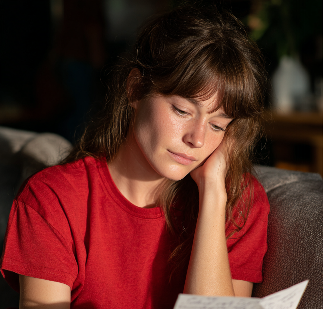 A woman reading a letter | Source: Midjourney