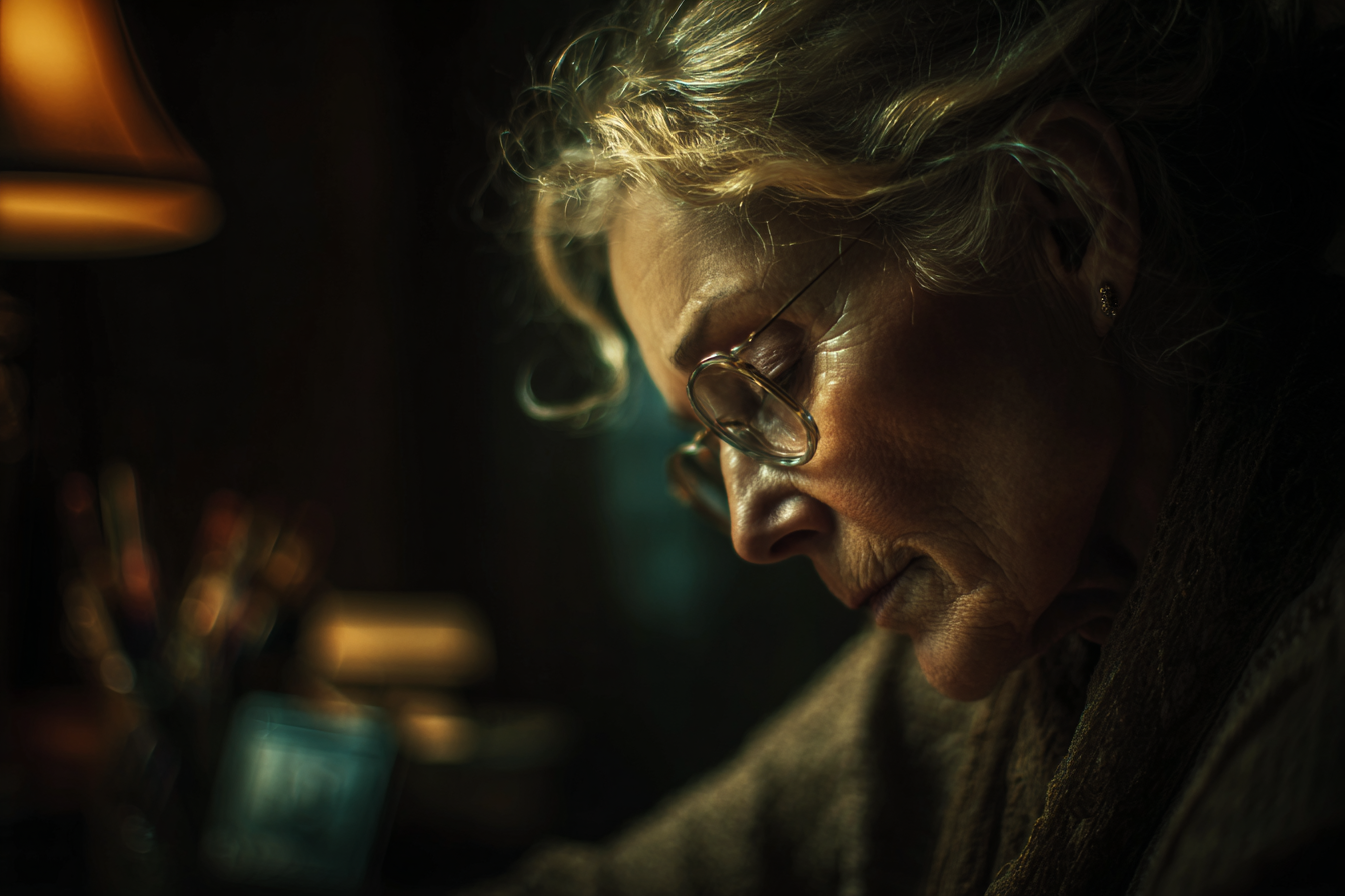 A woman looking down | Source: Midjourney