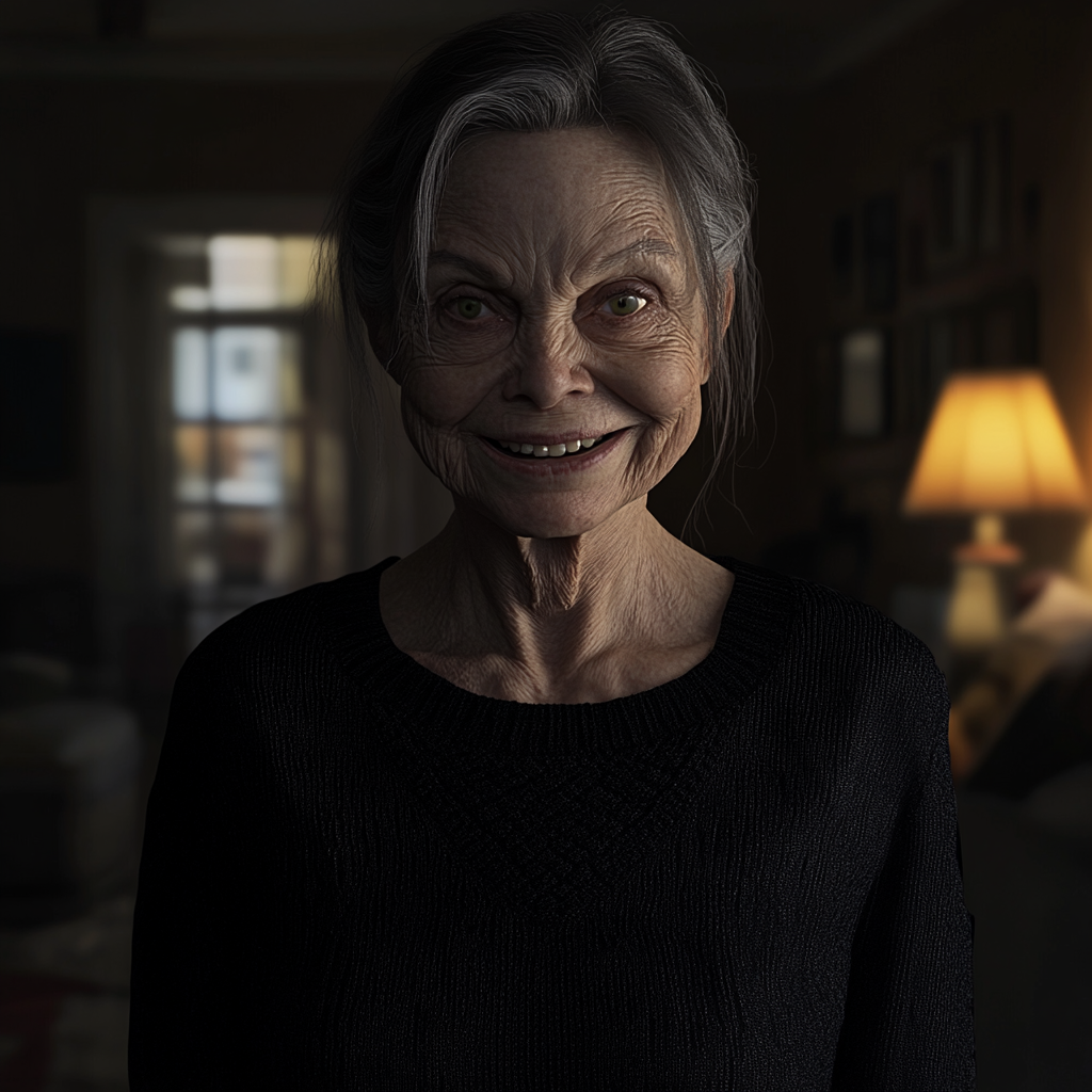 An older lady standing in a room and smiling | Source: Midjourney