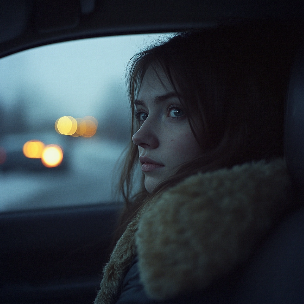 A nervous woman in a car | Source: Midjourney