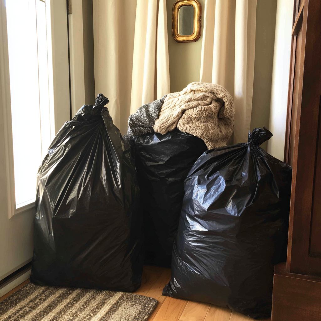 Three black garbage bags | Source: Midjourney