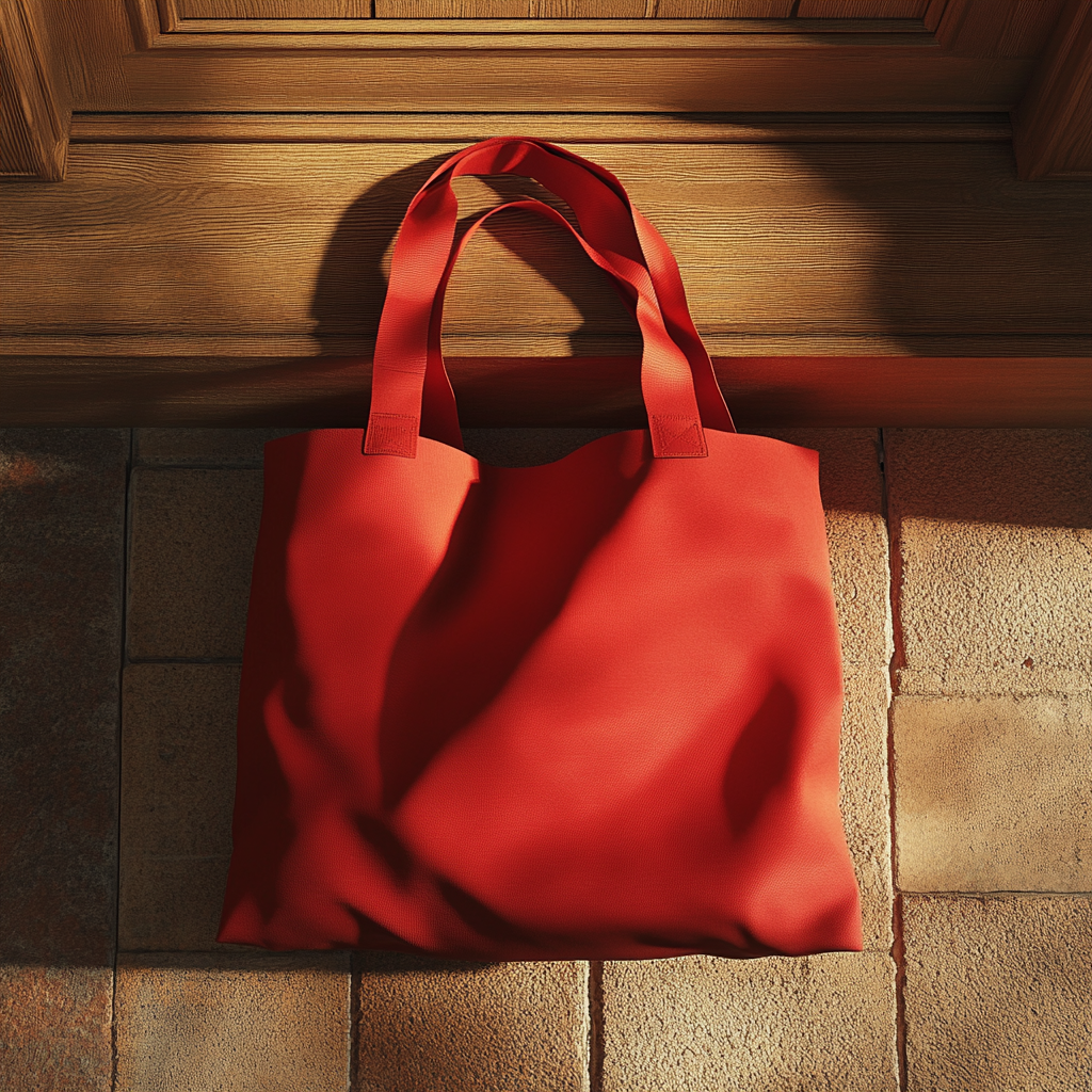 A red bag on the doorstep | Source: Midjourney