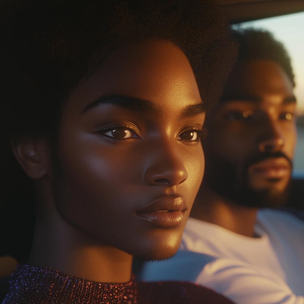 A sad couple sitting in a car | Source: Midjourney