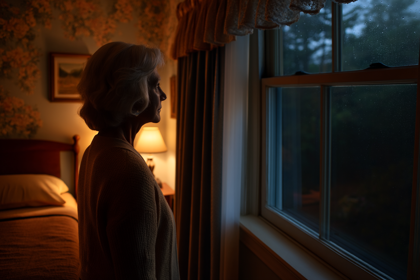 An older woman standing in her house | Source: Midjourney