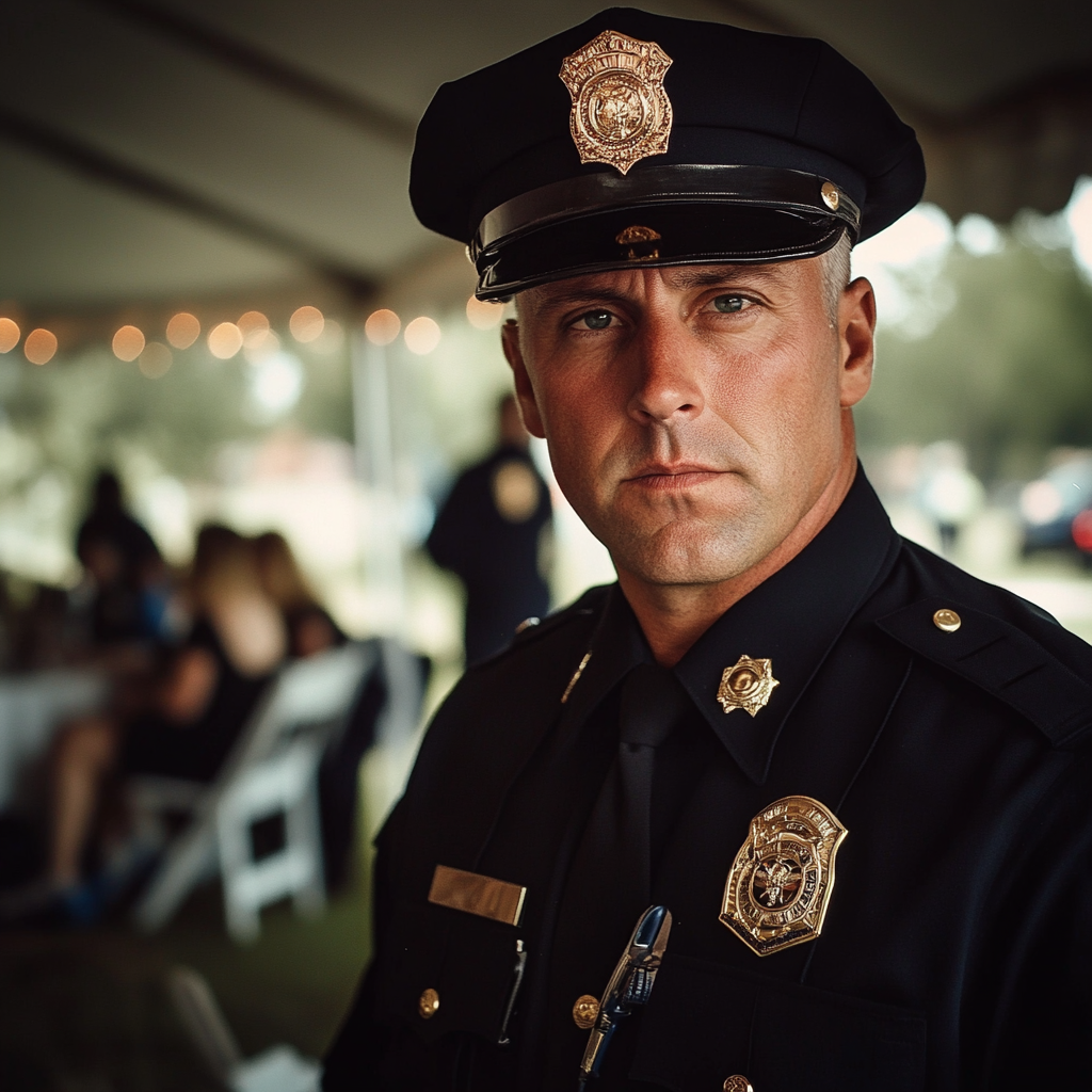 A policeman at a wedding | Source: Midjourney