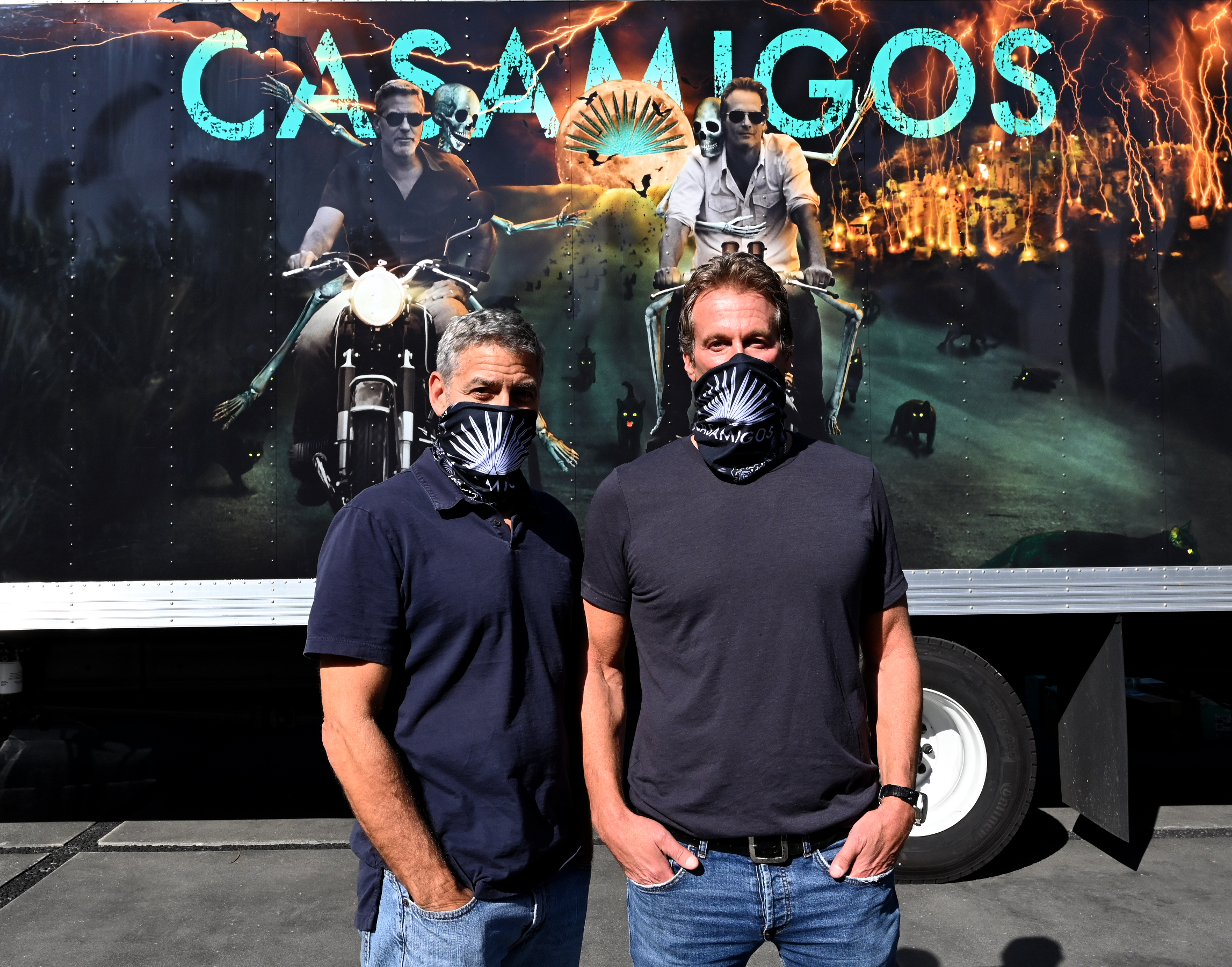 George Clooney and Rande Gerber prepare Casamigos Halloween Comes to You in Los Angeles, California on October 30, 2020. | Source: Getty Images