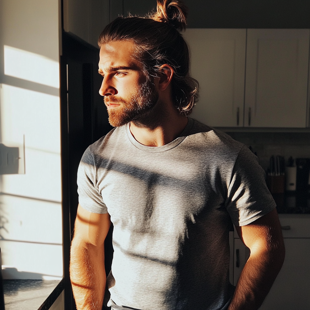 A man standing in a kitchen | Source: Midjourney