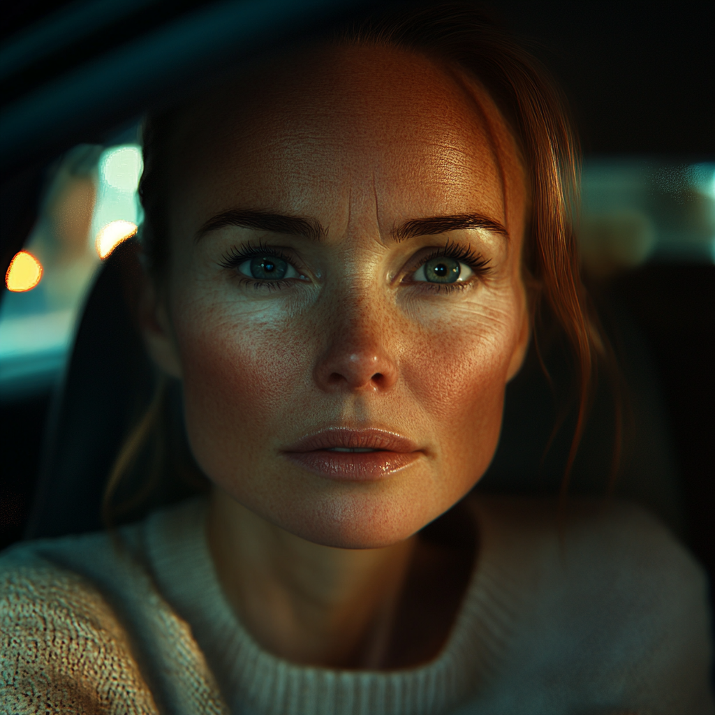 A woman sitting in her car | Source: Midjourney