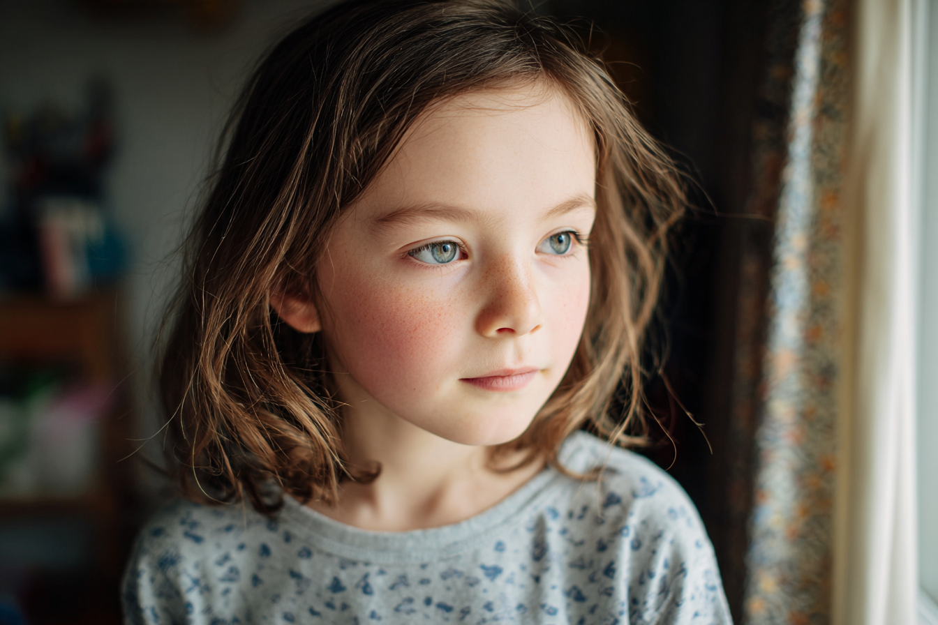 A girl standing near a window | Source: Midjourney