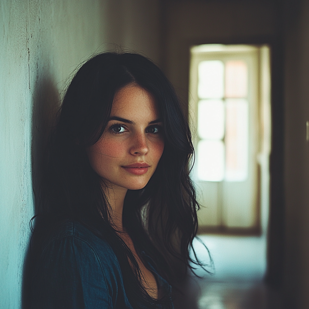 A woman standing in a hallway | Source: Midjourney