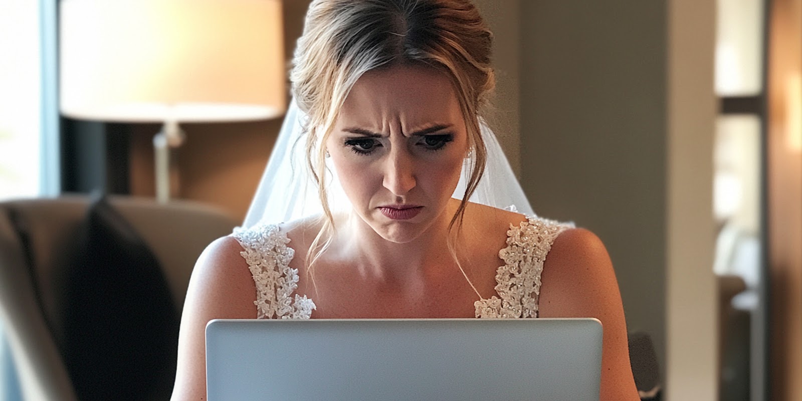 Bride with a laptop. | Source: Midjourney