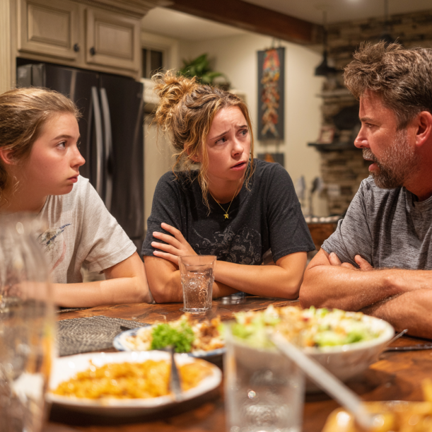 A man arguing with his wife and daughter | Source: Midjourney