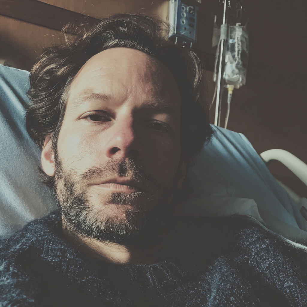 An ill man lying in a hospital bed | Source: Midjourney