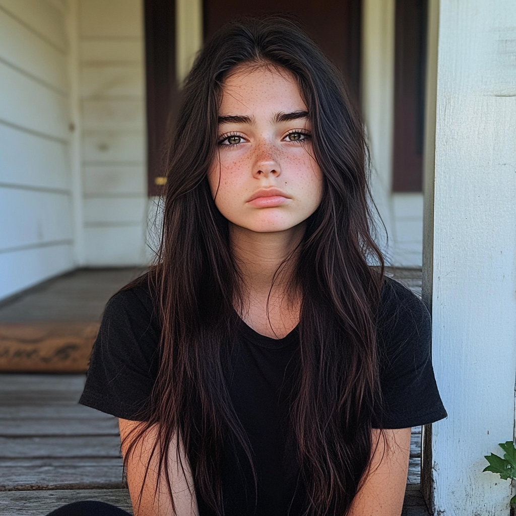 A girl sitting on a porch | Source: Midjourney