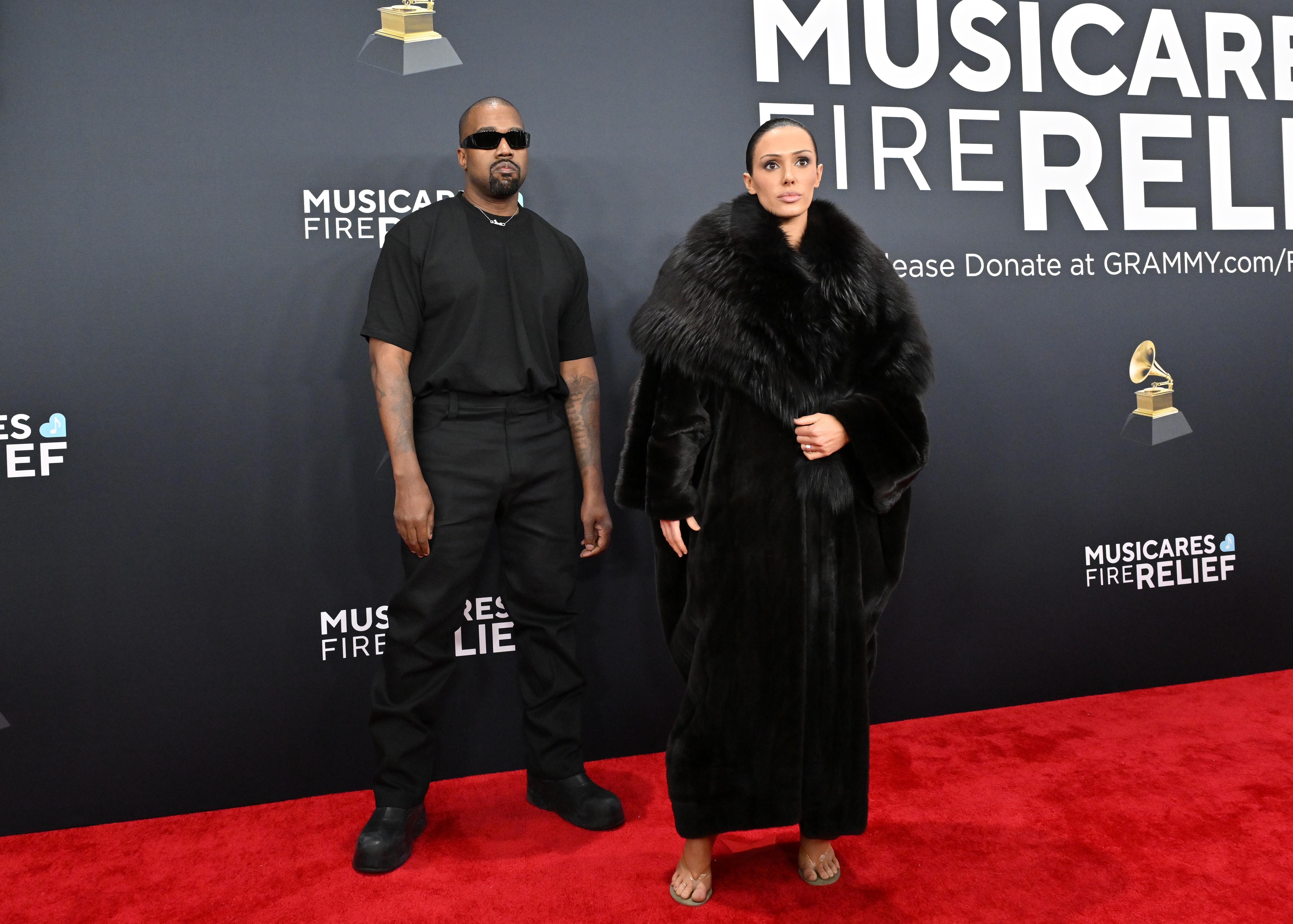 Kanye West and Bianca Censori are seen at the 67th GRAMMY Awards on February 2, 2025, in Los Angeles, California | Source: Getty Images