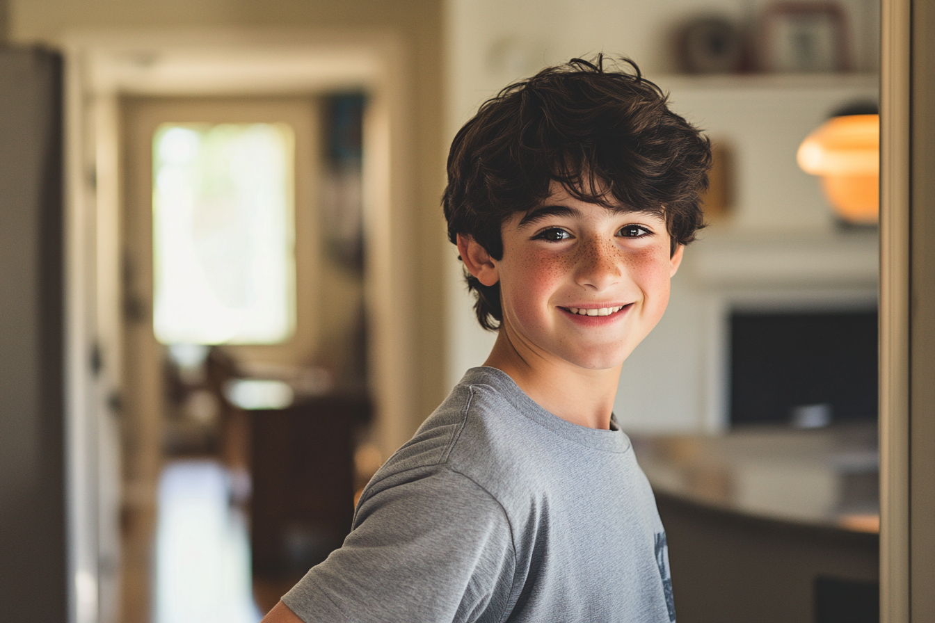 A teen boy grinning | Source: Midjourney