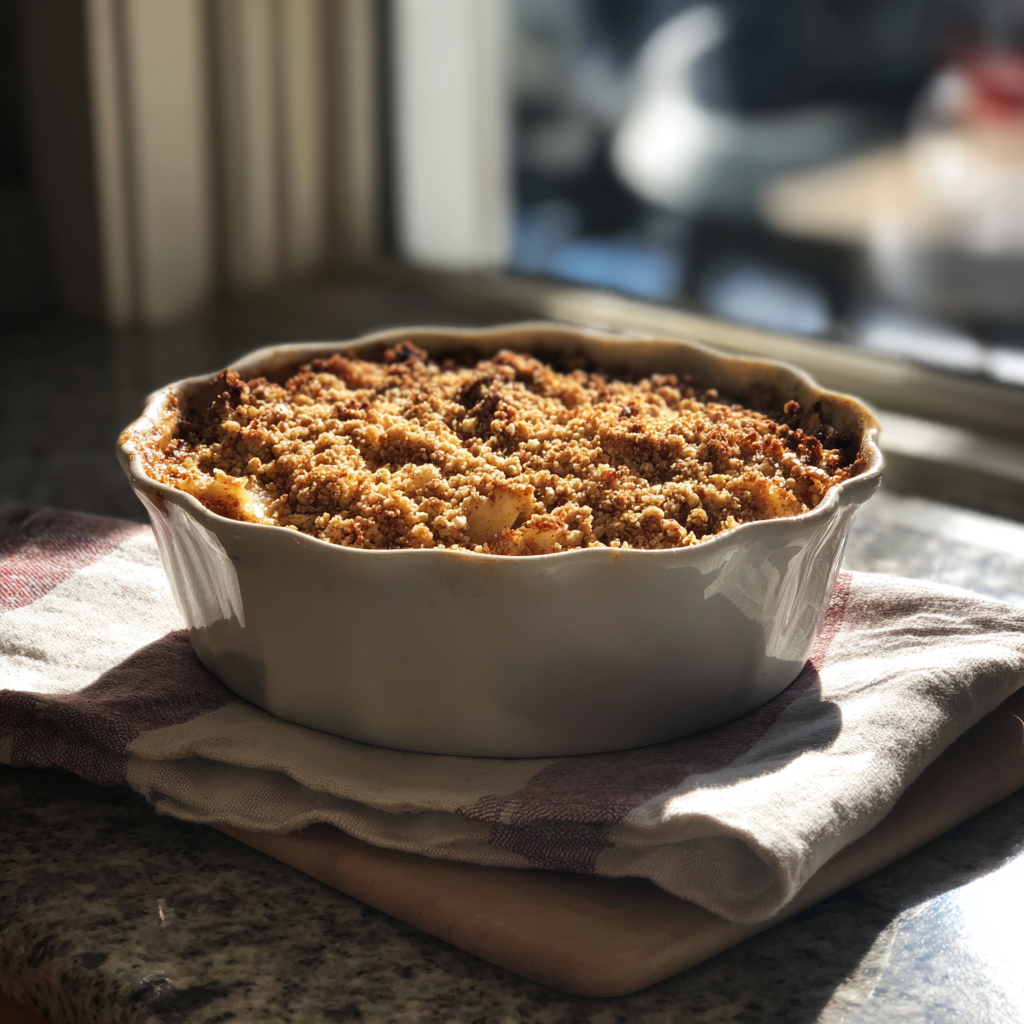 A baked apple crisp | Source: Midjourney