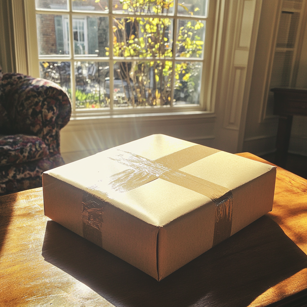 A box on a coffee table | Source: Midjourney