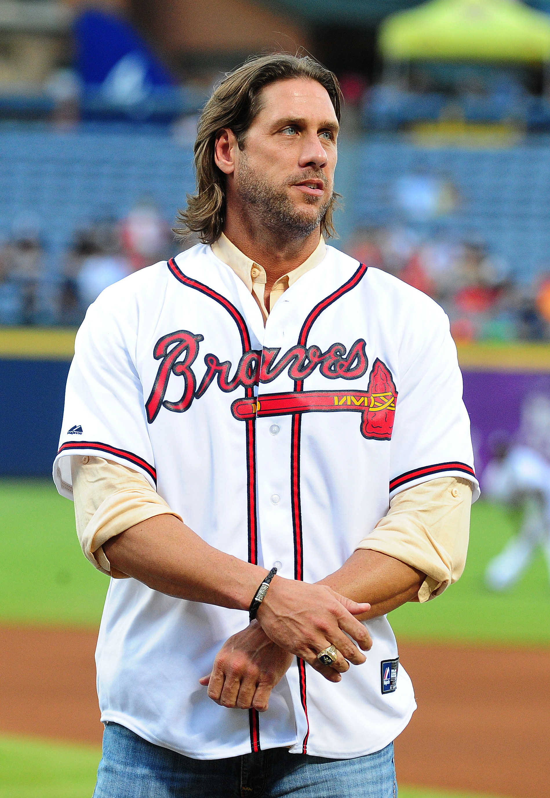 Former Atlanta Braves player John Rocker is introduced before the game against the Miami Marlins at Turner Field on August 7, 2015, in Atlanta, Georgia | Source: Getty Images