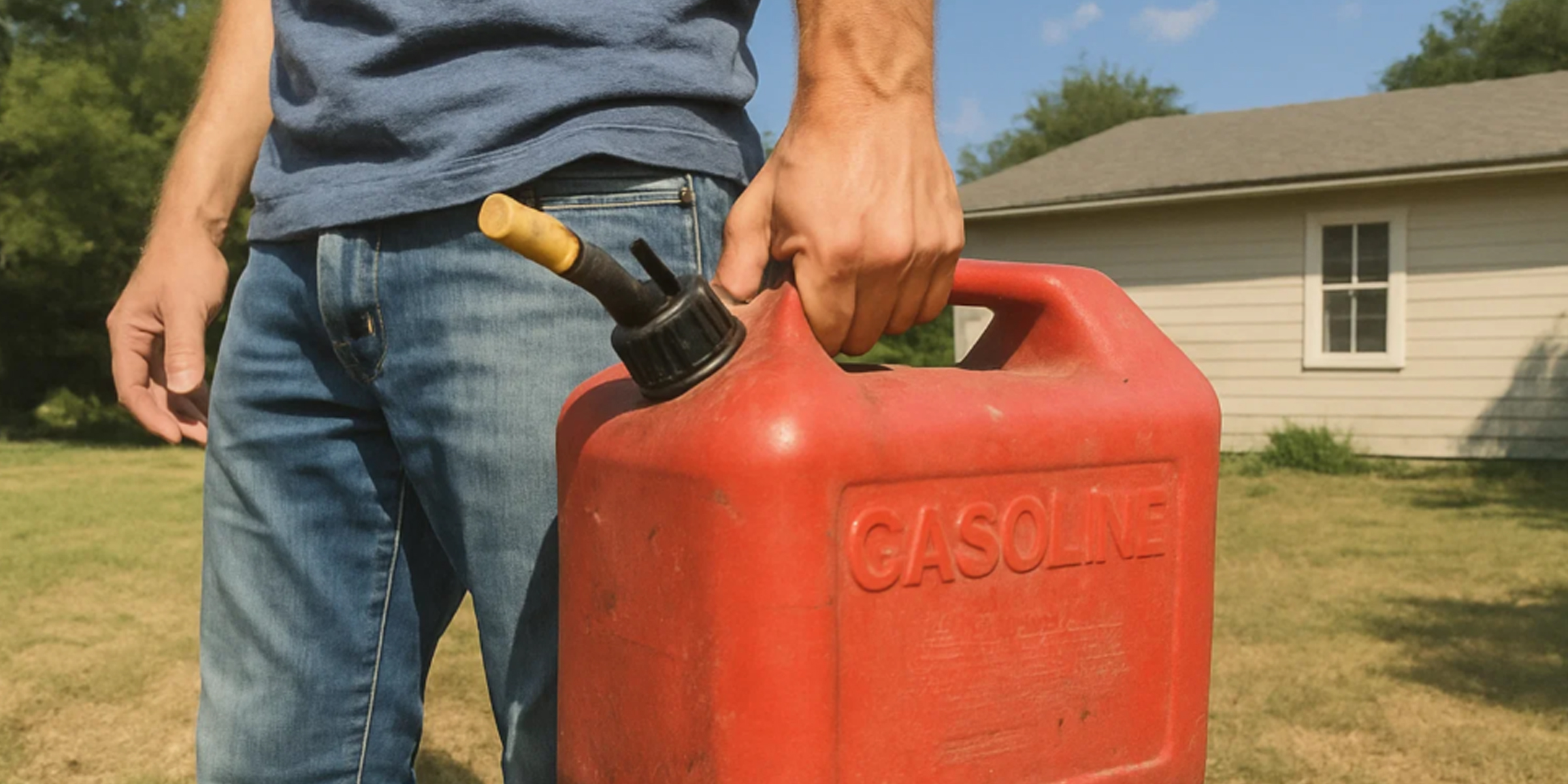 A man holding a can of gasoline | Source: The Celebritist