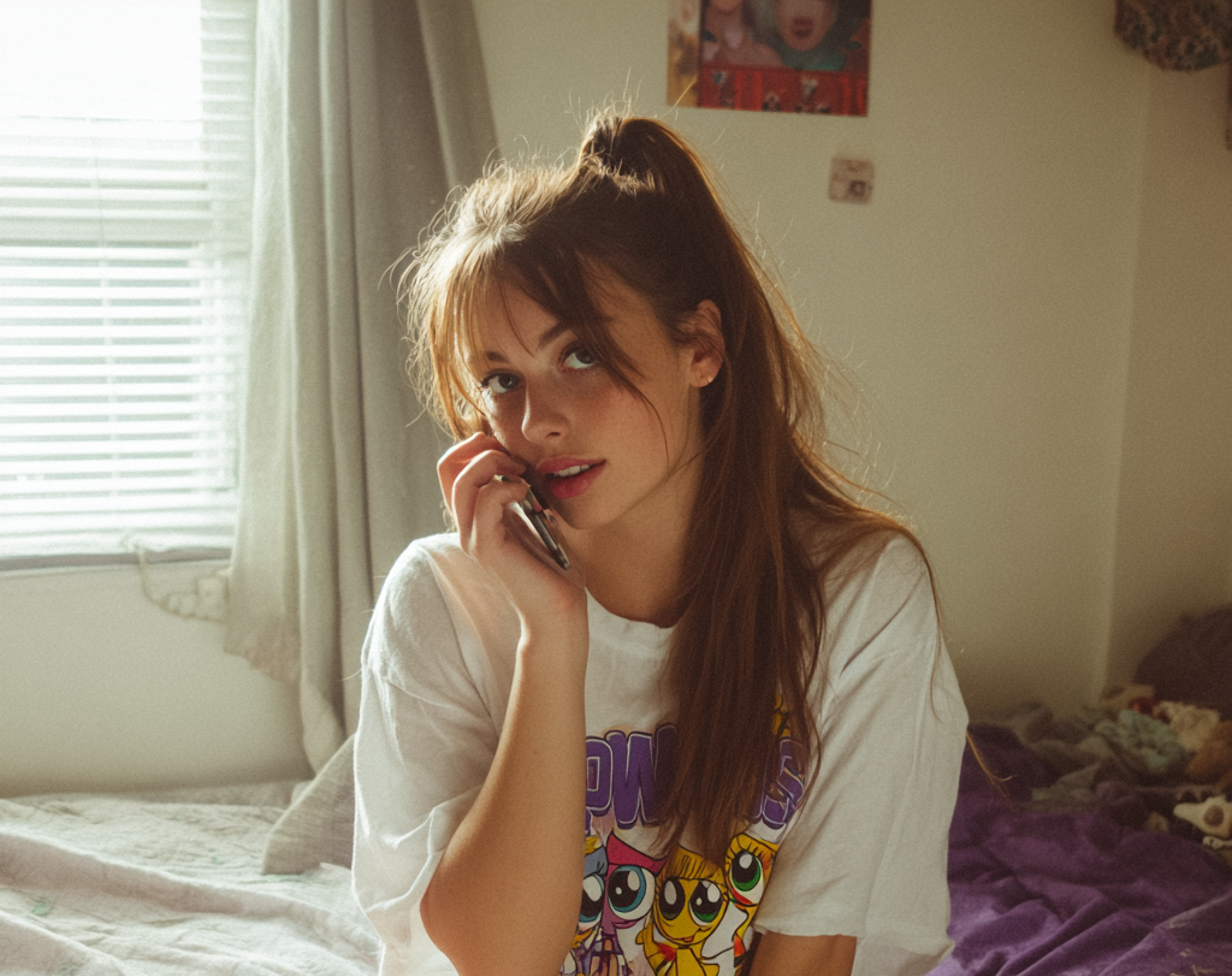A teenage girl talking on her phone | Source: Midjourney