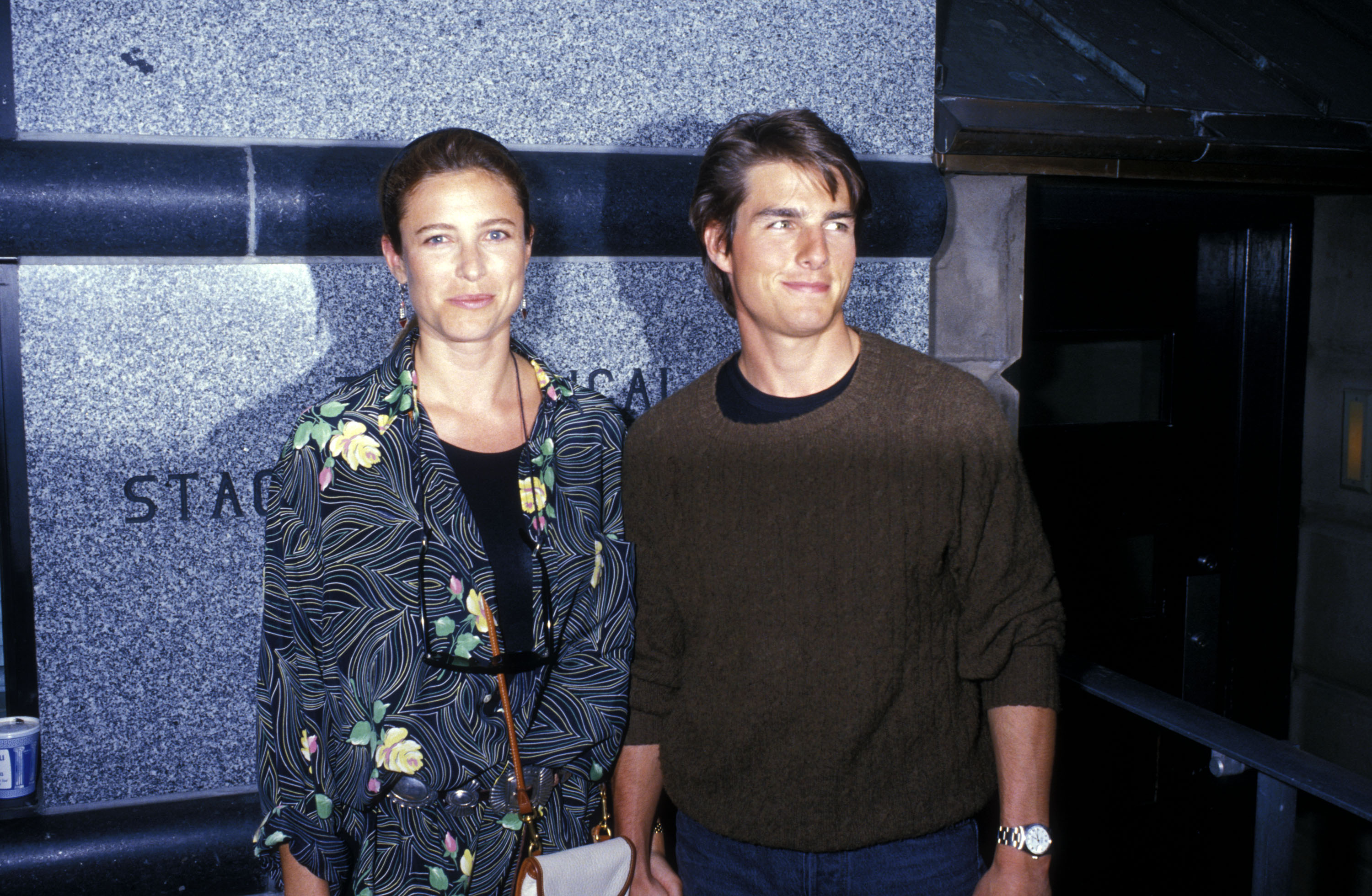 Mimi Rogers and Tom Cruise on August 10, 1988 after taping “The Late Show with David Letterman” outside the Ed Sullivan Theatre in New York City. | Source: Getty Images