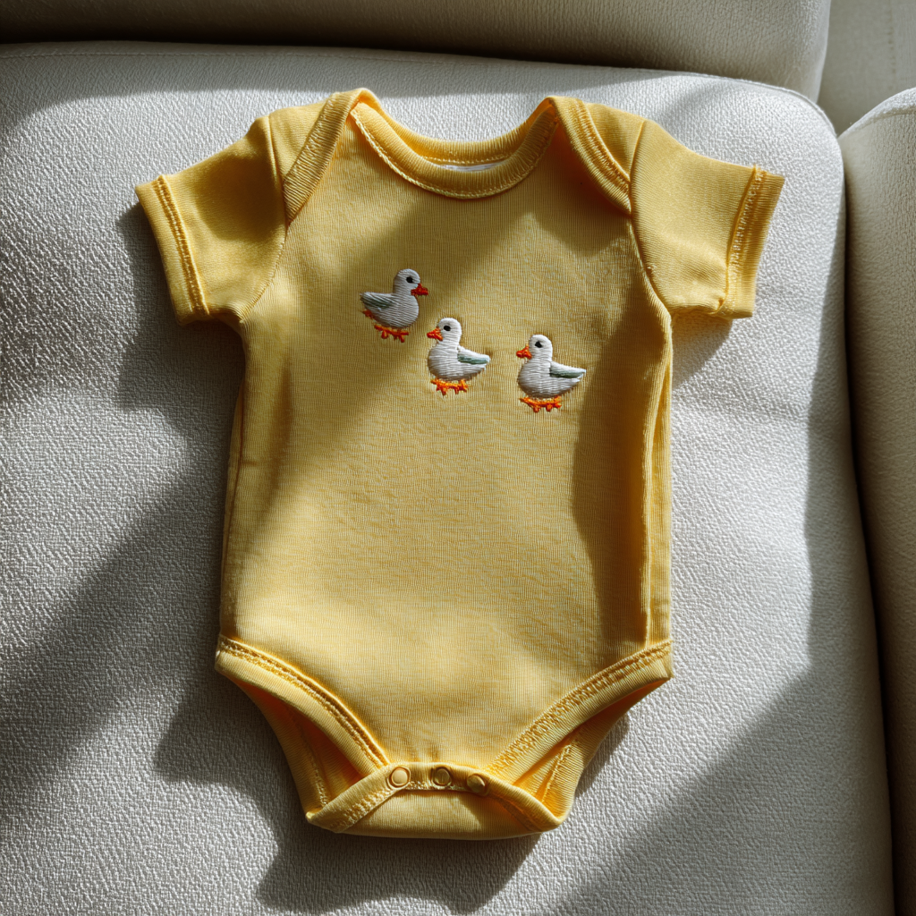 A yellow onesie on a couch | Source: Midjourney