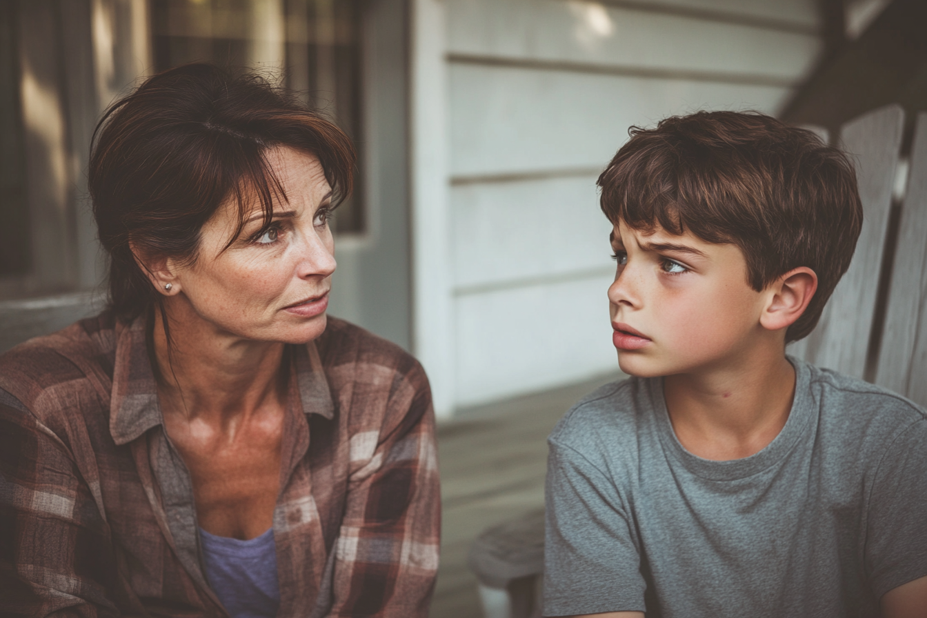 A woman speaking to a teen boy | Source: Midjourney