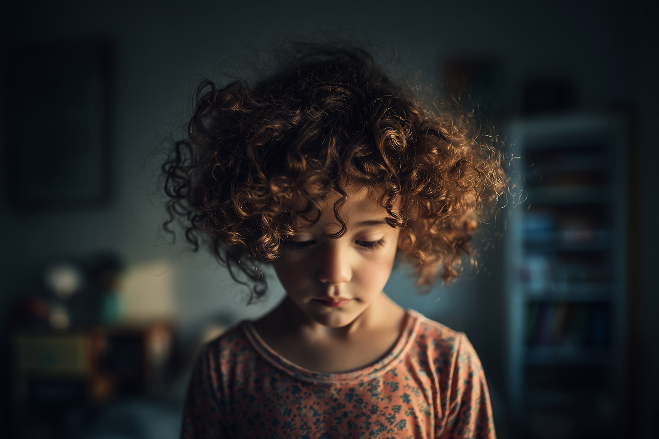 A little girl looking down | Source: Midjourney