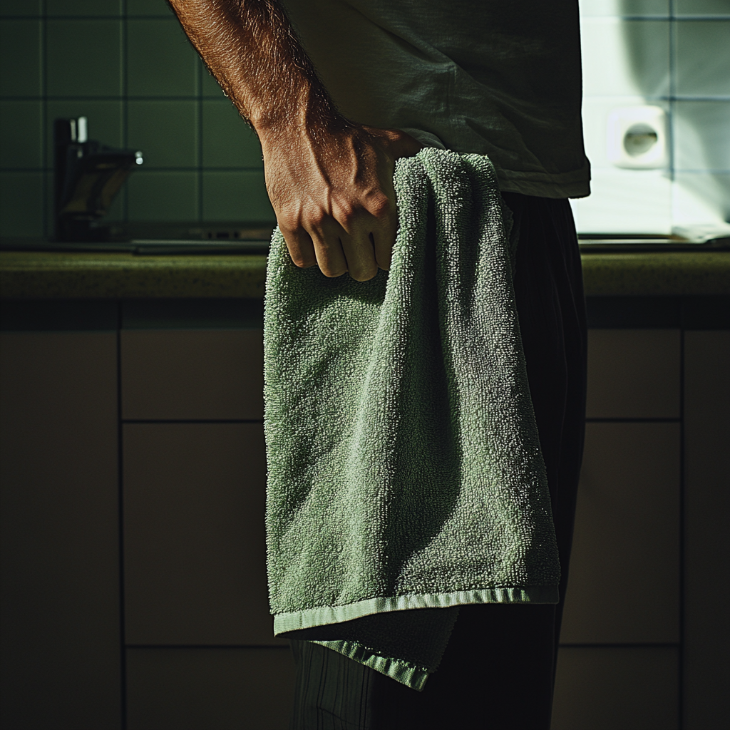 A man holding a towel | Source: Midjourney