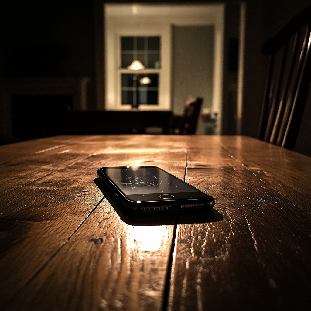 A cellphone on a table | Source: Midjourney