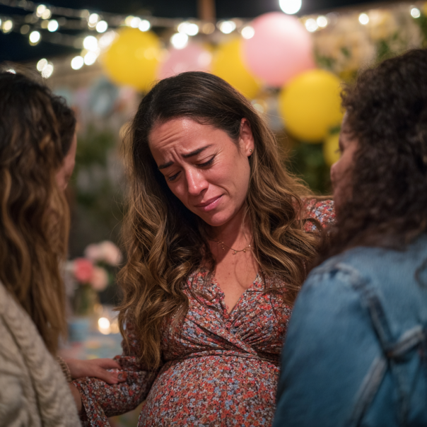 A pregnant woman is consoled by her friends | Source: Midjourney