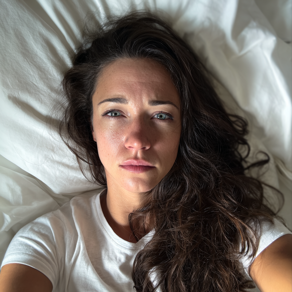 An annoyed woman laying in bed | Source: Midjourney