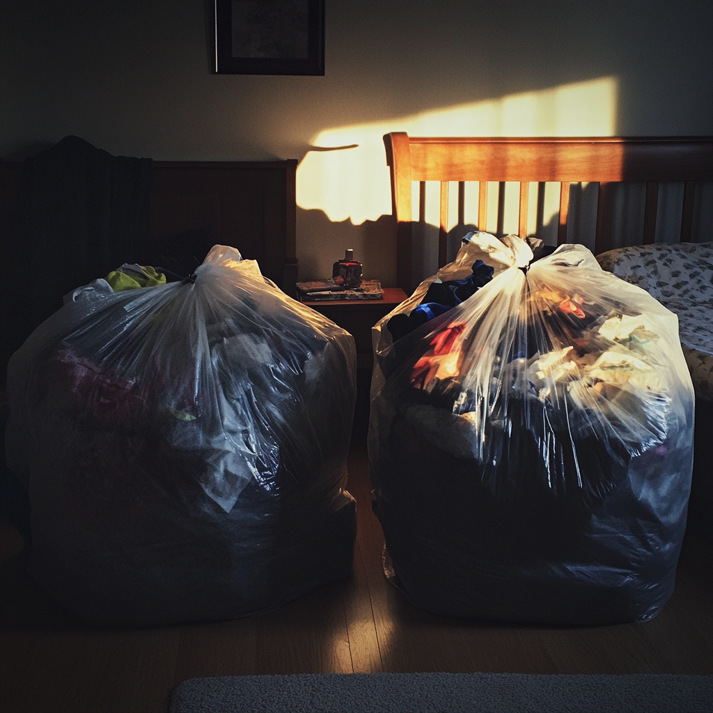 Trash bags in a bedroom | Source: Midjourney