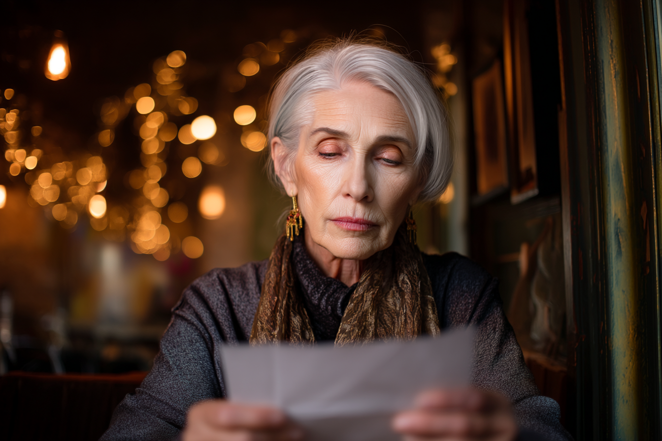 A woman reading a letter | Source: Midjourney