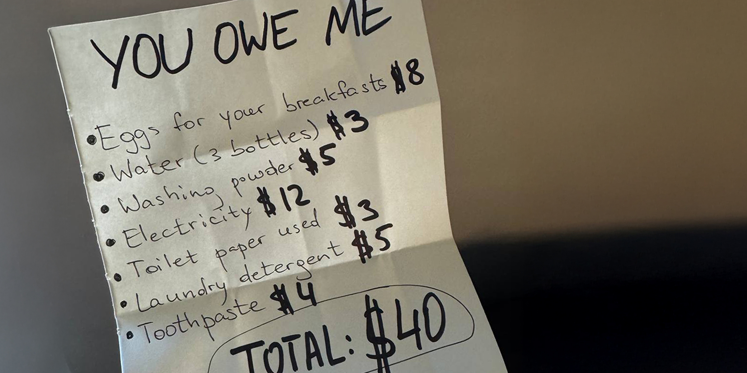 A handwritten bill | Source: Amomama