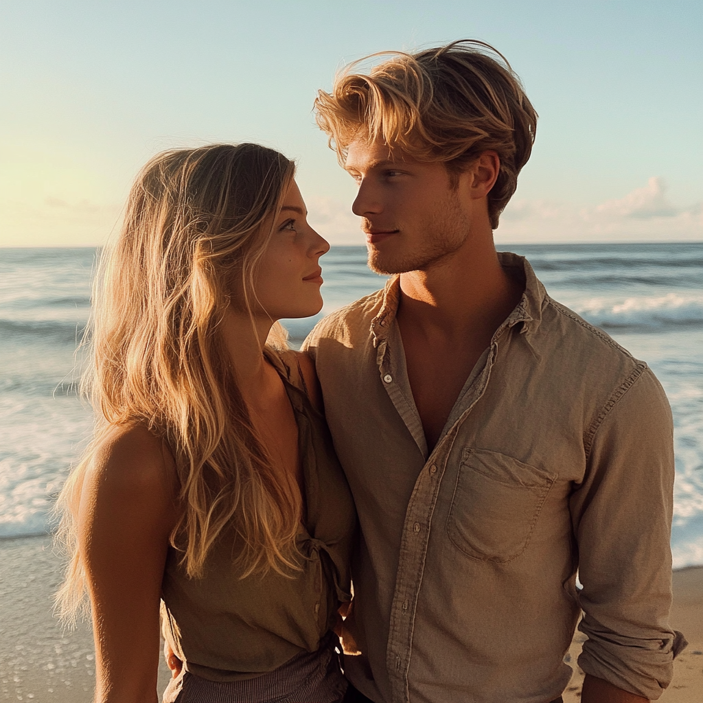 A couple at the beach | Source: Midjourney