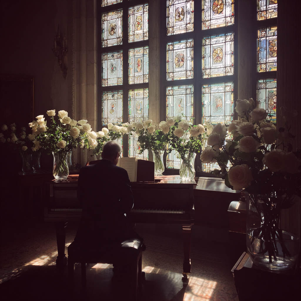 A pianist sitting at a piano | Source: Midjourney