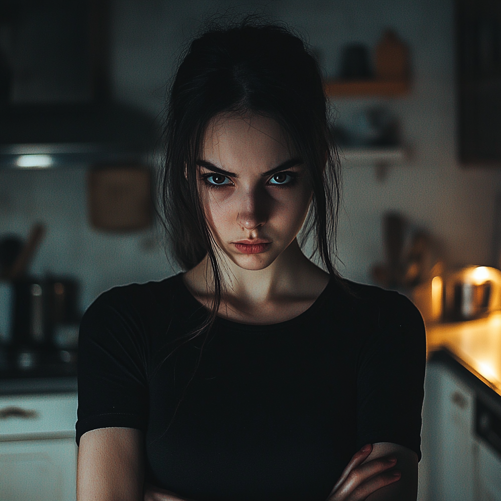 Angry woman standing in the kitchen | Source: Midjourney