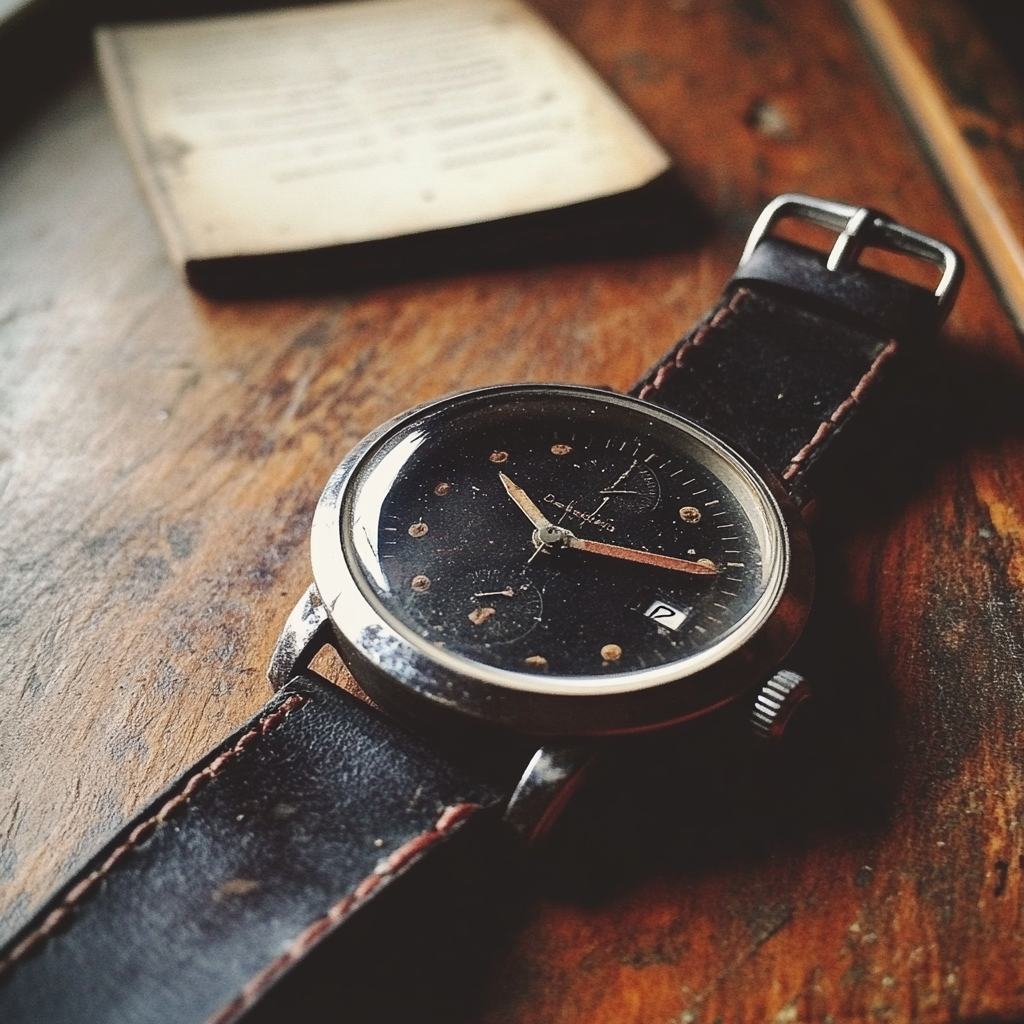 A watch and a piece of paper on a table | Source: Midjourney