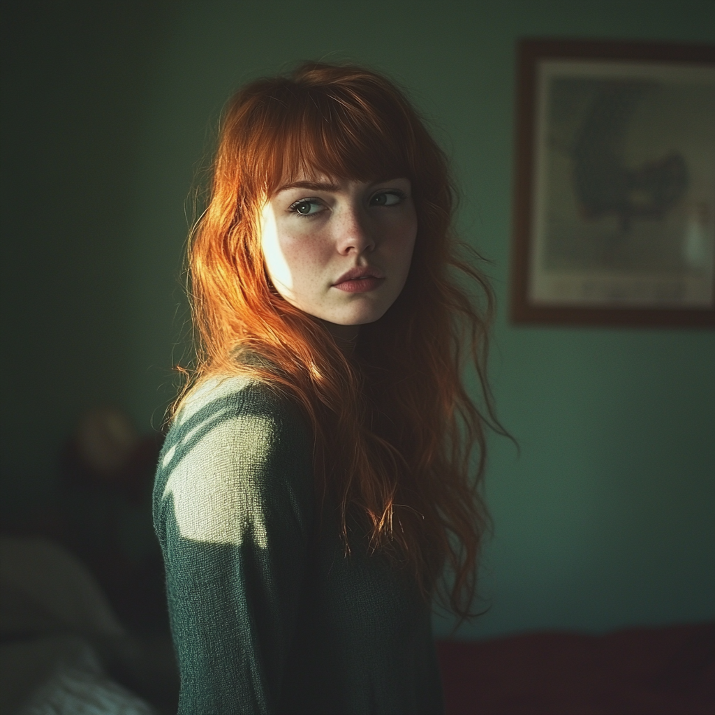 A woman standing in a bedroom | Source: Midjourney