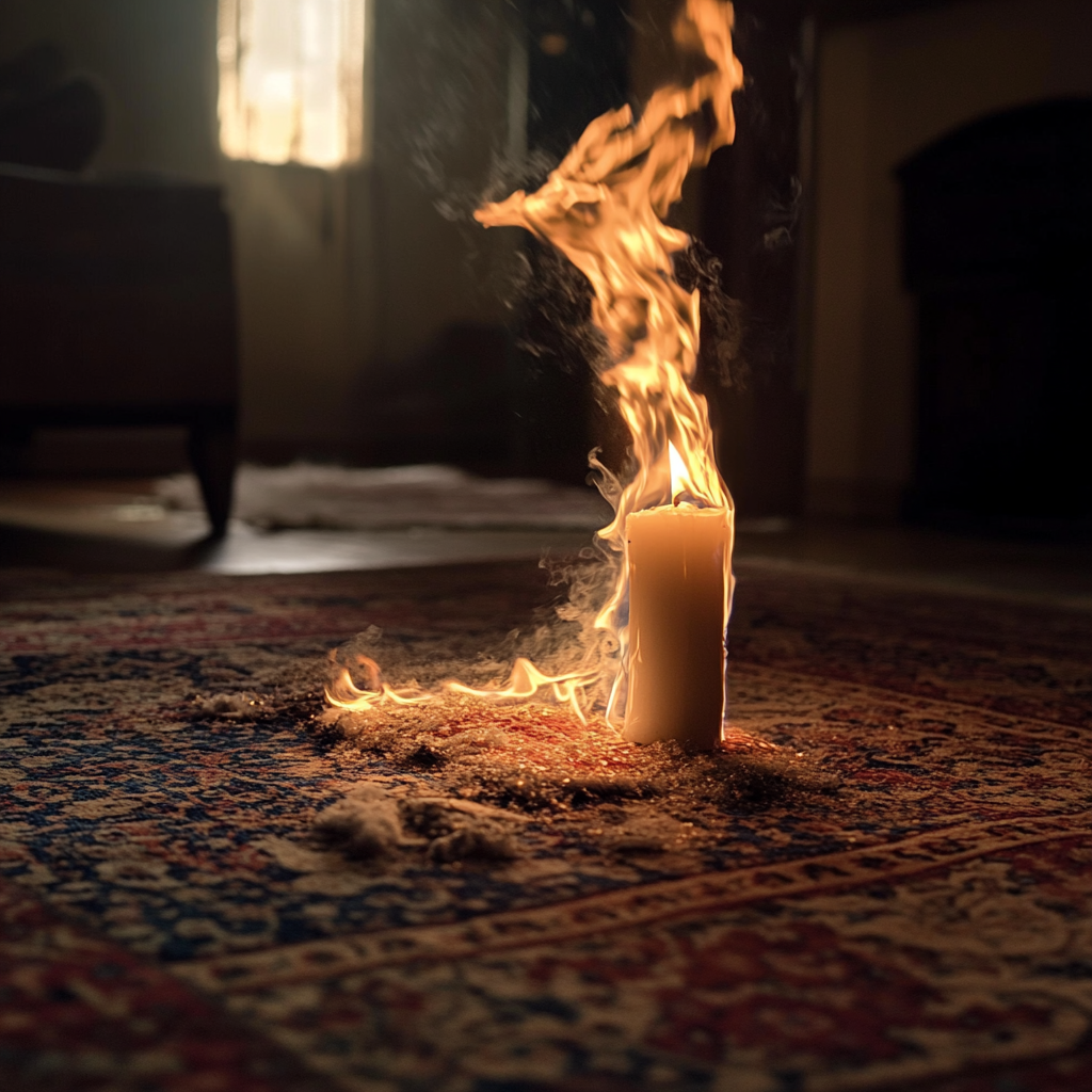 A carpet lit on fire | Source: Midjourney