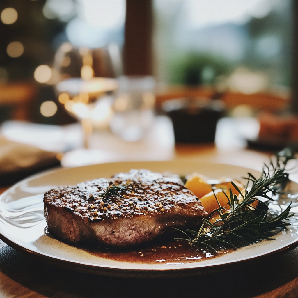 Steak on a plate | Source: Midjourney