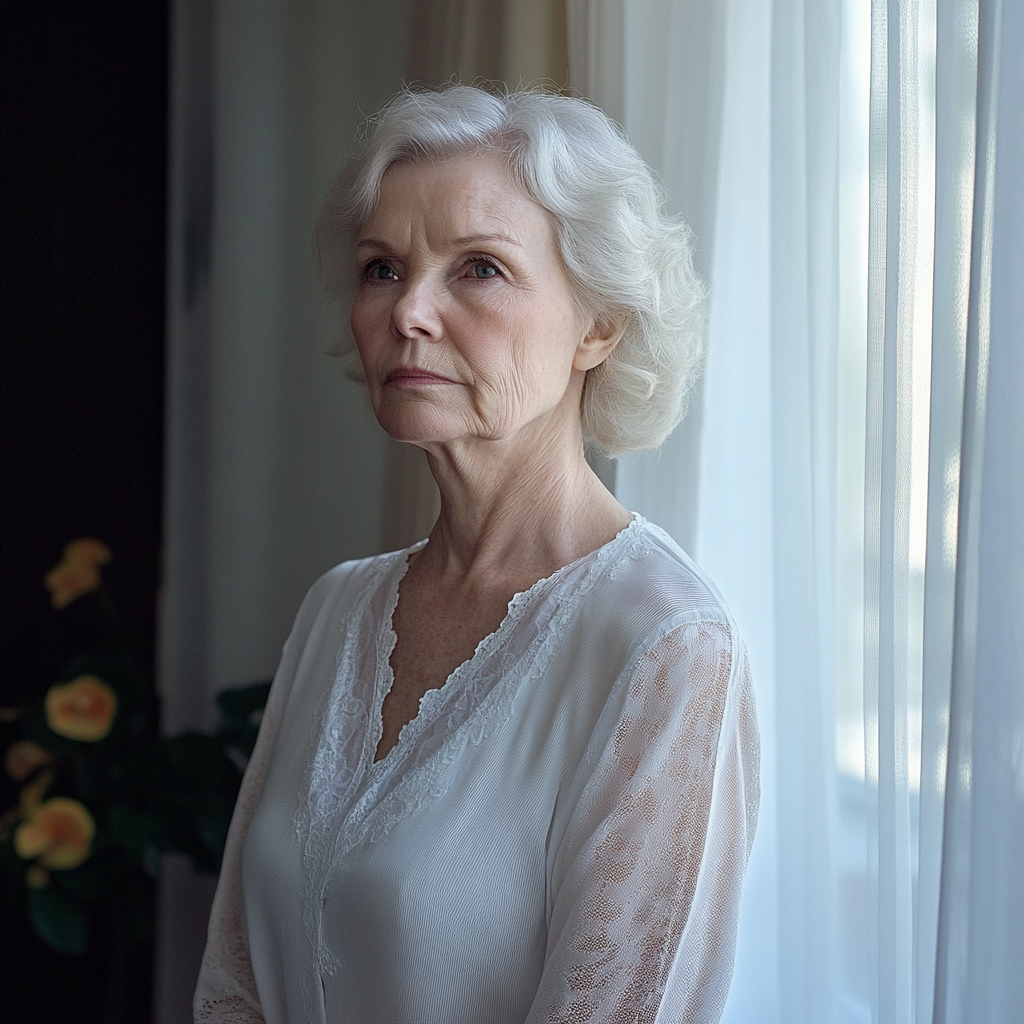 Une femme debout dans sa maison | Source : Midjourney