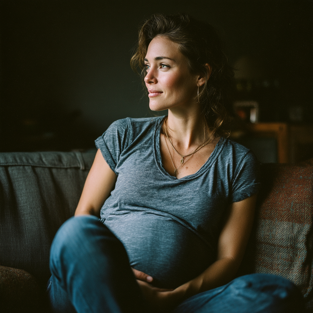 A happy and pregnant woman | Source: Midjourney