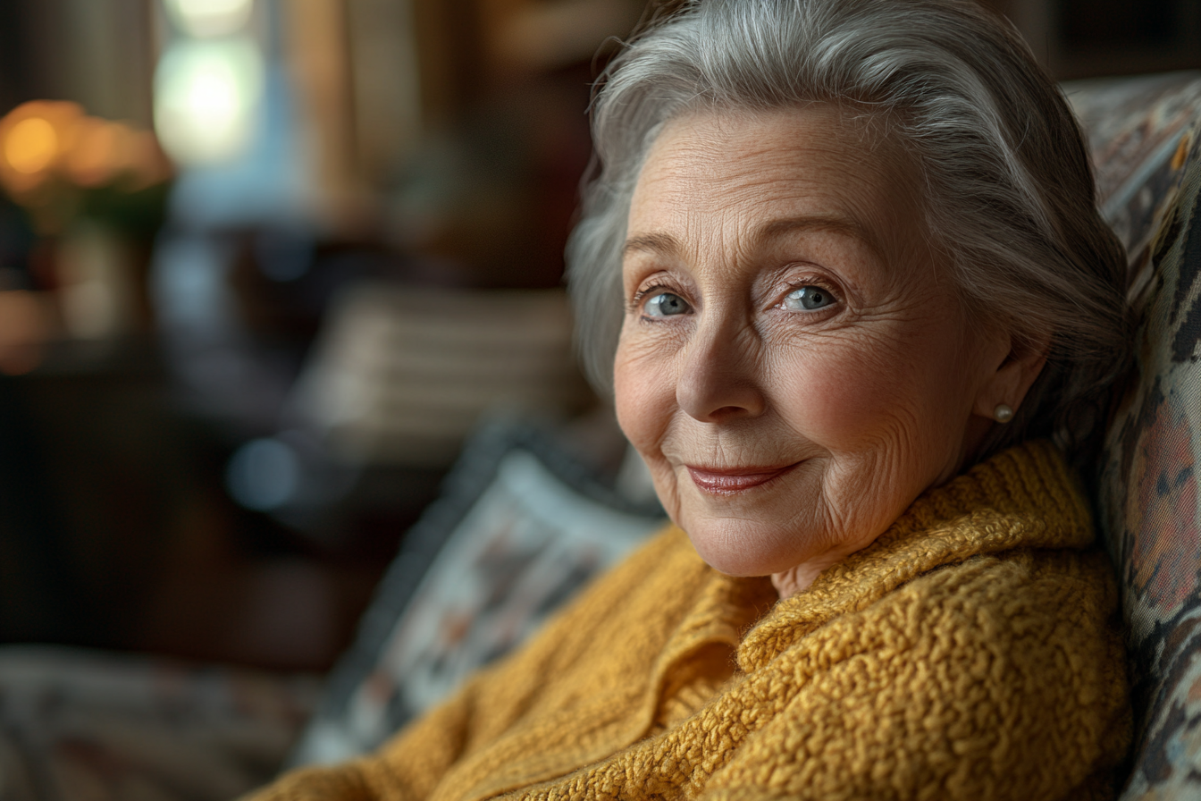 An older woman smiling | Source: Midjourney