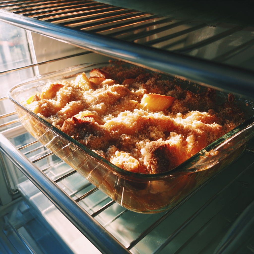 A casserole of peach cobbler | Source: Midjourney