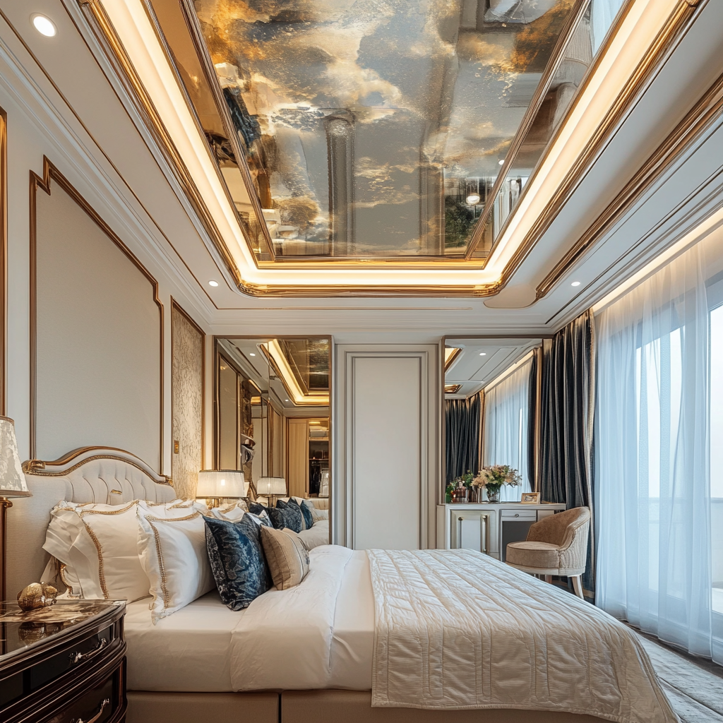 A ceiling mirror installed in a bedroom | Source: Midjourney